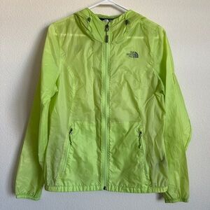 NWOT The North Face lime green hooded technical windbreaker jacket